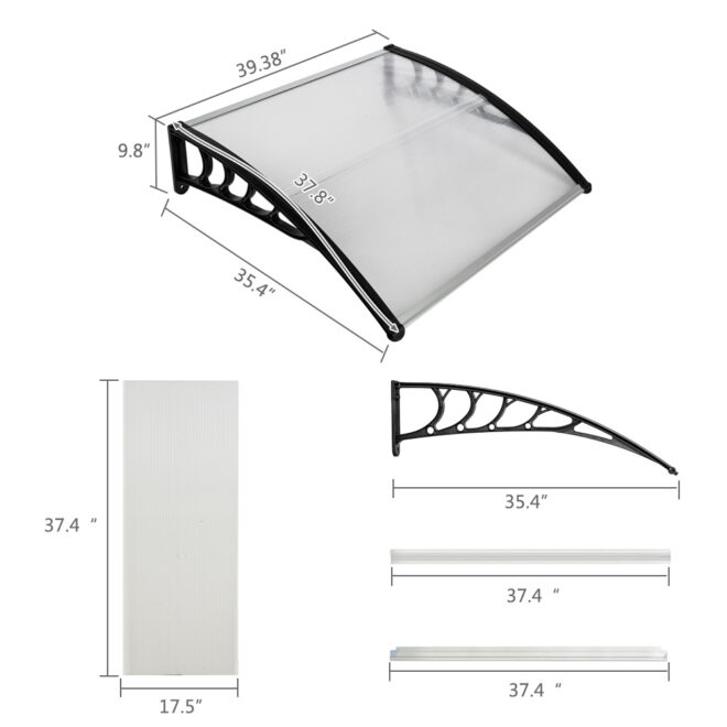 40"x40" Back Door Canopy Polycarbonate Window Door Awning Outdoor Patio Shelter - Image 5