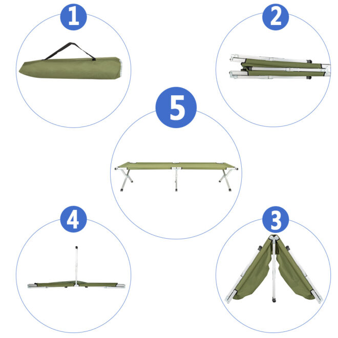 Folding Camping Cot with Carrying Bags Outdoor Travel Hiking Sleeping Chair Bed - Image 4