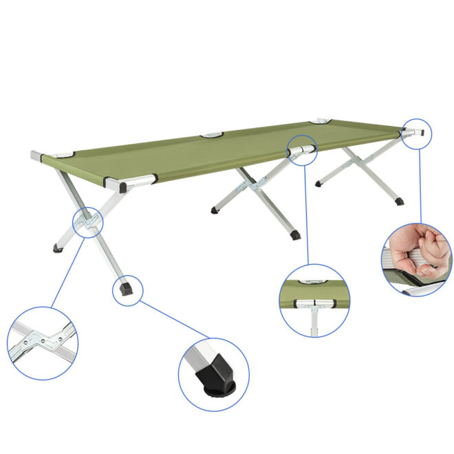 Folding Camping Cot with Carrying Bags Outdoor Travel Hiking Sleeping Chair Bed - Image 5
