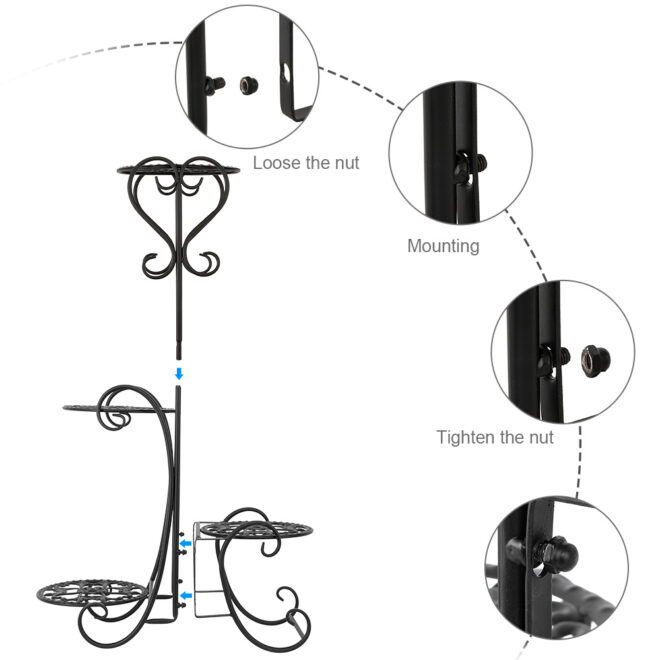 Garden Multi Tier Metal Plant Stand Flower Pot Rack Display Stand Shelf Home - Image 5