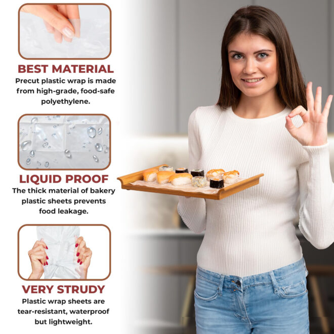 Clear Deli and Bakery Wrap Plastic Sheets, 12 x 10.75 Inches. 1000 Pack Pop-Up Deli Plastic Sheets. Pre-Cut Plastic Wrap Sheets. Leakproof Plastic Deli Sheets for Food Service, Baked Gifts - Image 3