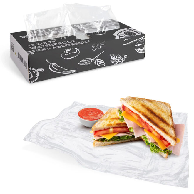 Clear Deli and Bakery Wrap Plastic Sheets, 12 x 10.75 Inches. 1000 Pack Pop-Up Deli Plastic Sheets. Pre-Cut Plastic Wrap Sheets. Leakproof Plastic Deli Sheets for Food Service, Baked Gifts