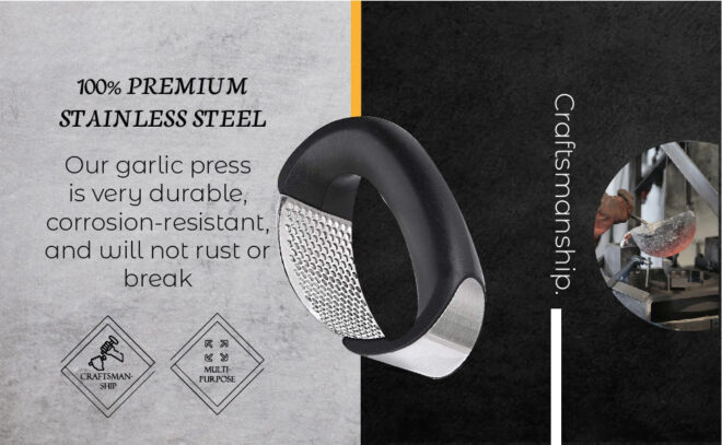 Stainless Steel Garlic Press - Image 3