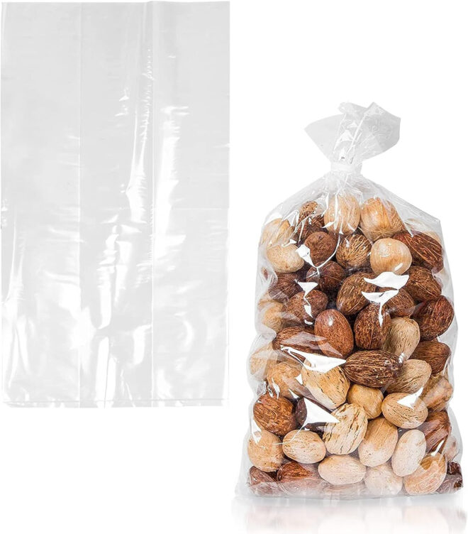 Pack of 100 Clear Gusseted Poly Bags 4 x 2 x 10 Clear Polyethylene Bags 4x2x10 Expandable Side Gusset Bags Thickness 2 Mil for Food Service Industrial Health Needs Wholesale Price
