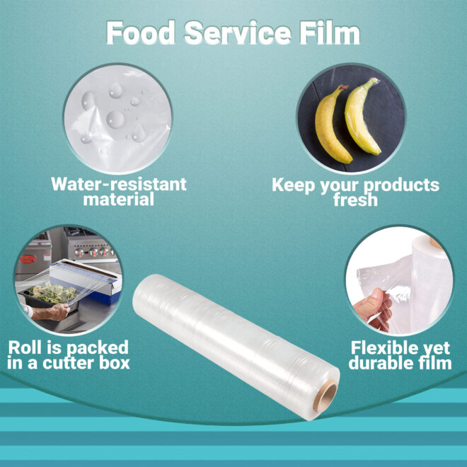 6 Rolls of Food Service Film 12" x 2000' with Cutter Box. PVC Food Wrap Film. Food Service Grade Film for Bakery, Deli, Restaurant, Kitchen. Commercial Grade Film Wrap. Cutter Dispenser - Image 4
