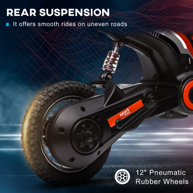 Aosom Electric Dirt Bike with Twist Grip Throttle, 24V 350W Off-Road Electric Motorcycle, Up to 15 MPH with Brake, Music Horn, Rear Suspension for Ages 13+ Years, Red - Image 2