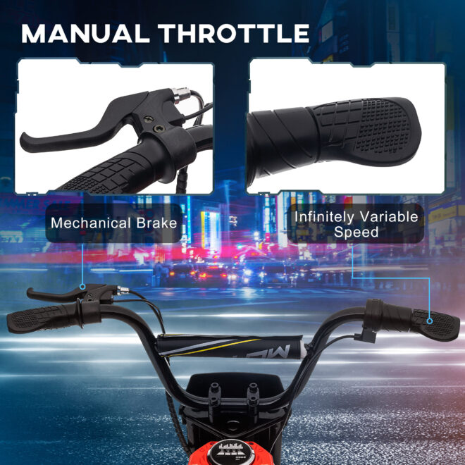 Aosom Electric Dirt Bike with Twist Grip Throttle, 24V 350W Off-Road Electric Motorcycle, Up to 15 MPH with Brake, Music Horn, Rear Suspension for Ages 13+ Years, Red - Image 4