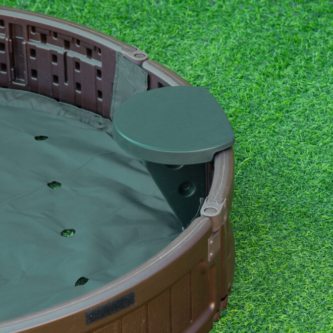 Outsunny Kids Outdoor Sandbox with Cover Garden Bed, Easy Assembly Children's Round Sandbox for Backyard, Brown, 48.5" x 48.5" x 8.75" - Image 5