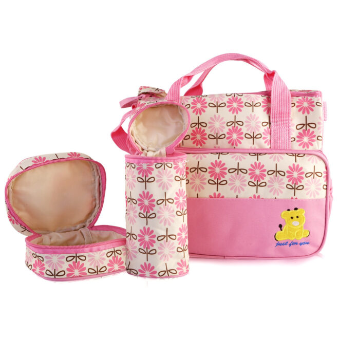 5PCS Baby Nappy Diaper Bags Set Mummy Diaper Shoulder Bags w/ Nappy Changing Pad Insulated Pockets Travel Tote Bags - Image 8