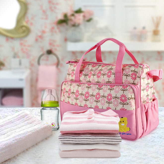 5PCS Baby Nappy Diaper Bags Set Mummy Diaper Shoulder Bags w/ Nappy Changing Pad Insulated Pockets Travel Tote Bags - Image 9
