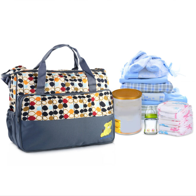 5PCS Baby Nappy Diaper Bags Set Mummy Diaper Shoulder Bags w/ Nappy Changing Pad Insulated Pockets Travel Tote Bags - Image 12