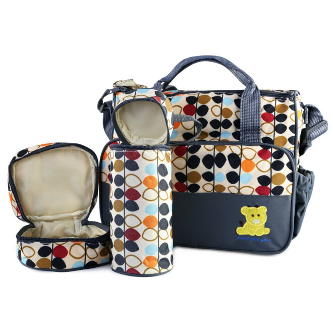 5PCS Baby Nappy Diaper Bags Set Mummy Diaper Shoulder Bags w/ Nappy Changing Pad Insulated Pockets Travel Tote Bags - Image 18