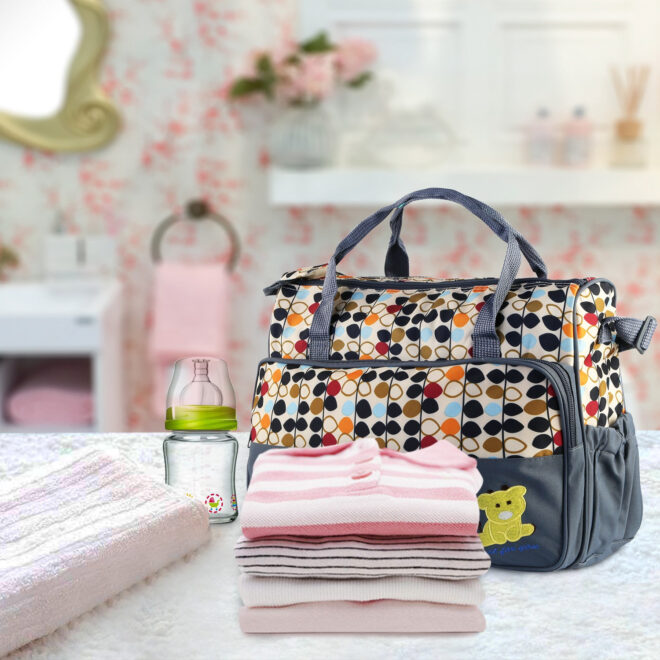 5PCS Baby Nappy Diaper Bags Set Mummy Diaper Shoulder Bags w/ Nappy Changing Pad Insulated Pockets Travel Tote Bags - Image 19