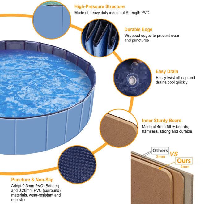 Foldable Pet Swimming Pool PVC Kiddie Baby Dog Swim Pool Bathing Tub Playmat Kids Pools - Image 13