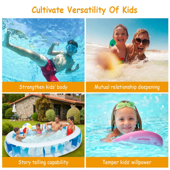 90×60×20In Inflatable Swimming Pool Blow Up Family Pool For Kids Foldable Swim Ball Pool Center - Image 3