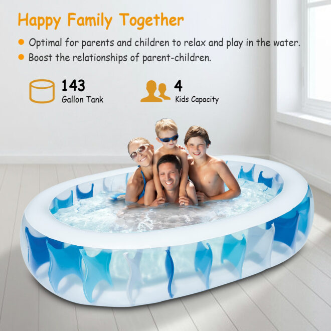90×60×20In Inflatable Swimming Pool Blow Up Family Pool For Kids Foldable Swim Ball Pool Center - Image 4