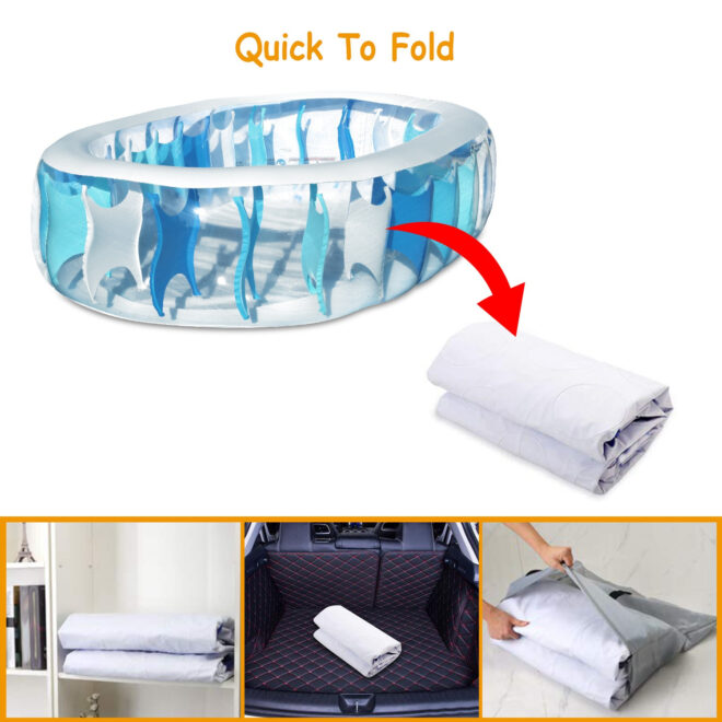 90×60×20In Inflatable Swimming Pool Blow Up Family Pool For Kids Foldable Swim Ball Pool Center - Image 5