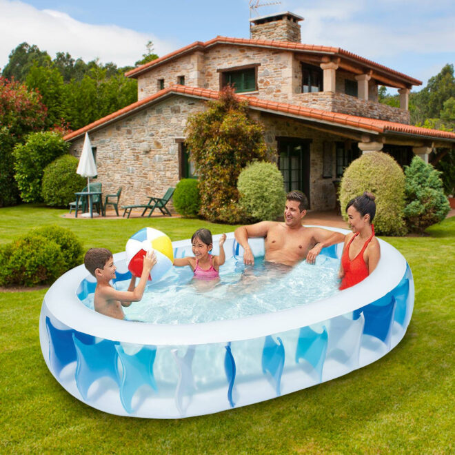 90×60×20In Inflatable Swimming Pool Blow Up Family Pool For Kids Foldable Swim Ball Pool Center - Image 7