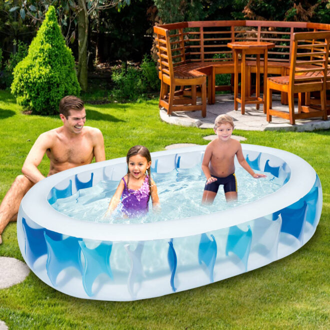 90×60×20In Inflatable Swimming Pool Blow Up Family Pool For Kids Foldable Swim Ball Pool Center - Image 8