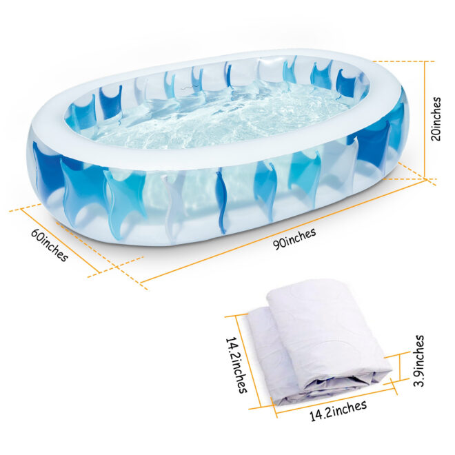 90×60×20In Inflatable Swimming Pool Blow Up Family Pool For Kids Foldable Swim Ball Pool Center - Image 9