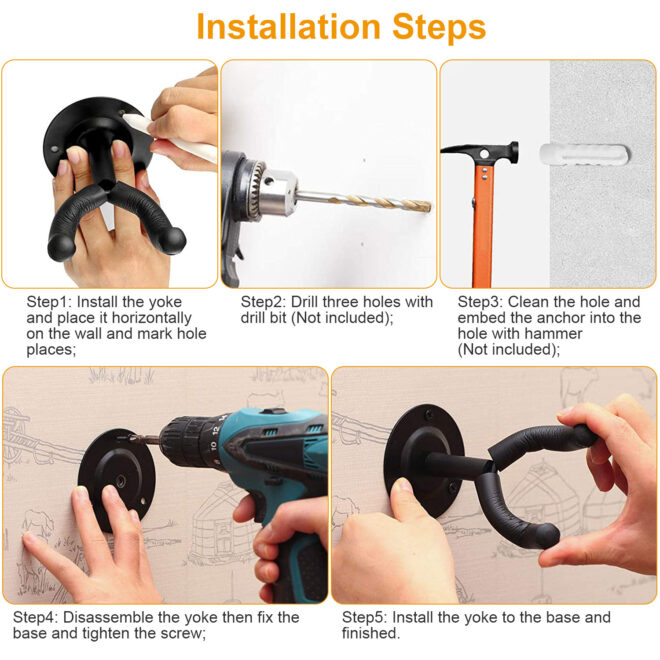 Wall Mount Guitar Hanger Padded Steel Guitar Bracket Holder Hook Rack - Image 4