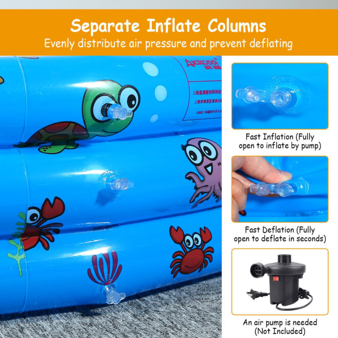 51x13In Inflatable Swimming Pool Blow Up Family Pool For 3 Kids Foldable Swim Ball Pool - Image 2