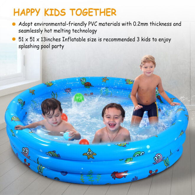 51x13In Inflatable Swimming Pool Blow Up Family Pool For 3 Kids Foldable Swim Ball Pool - Image 4