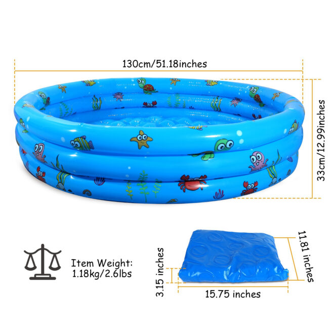 51x13In Inflatable Swimming Pool Blow Up Family Pool For 3 Kids Foldable Swim Ball Pool - Image 8