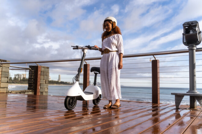 Electric Scooter with Foldable Seat w/35 Miles Operating Range & 15.5mph Max Speed - White - Image 2