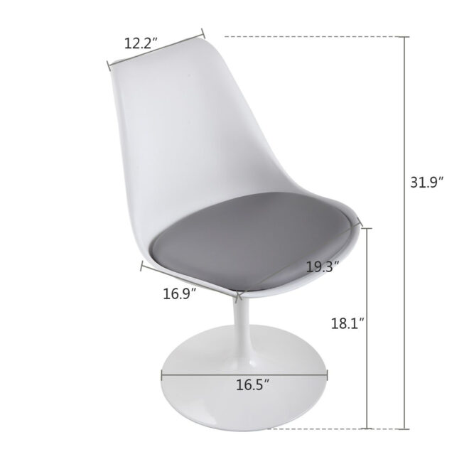 Swivel Tulip Side Chair for Kitchen and Dining Room Bar with Cushioned Seat and Curved Backrest, XH - Image 8
