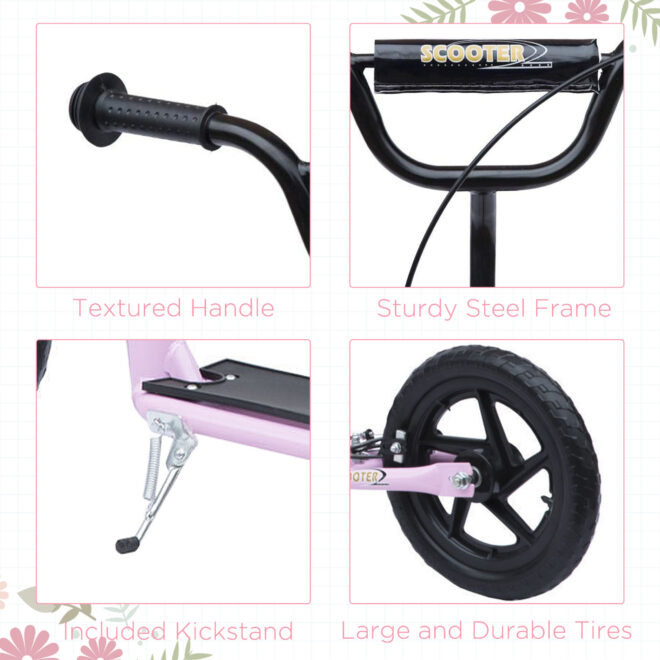 HOMCOM Kick Scooter for Kids 5-12 Years Old, Big Wheel Kids Scooter with Adjustable Height Handlebar, Non-slip Footplate, Rear Brake, Pink - Image 3