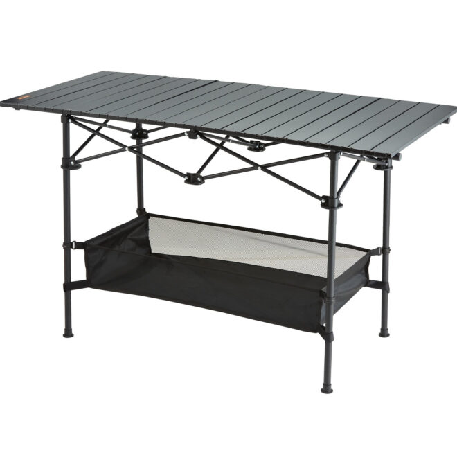 VEVOR Folding Camping Table, Outdoor Portable Side Tables, Lightweight Fold Up Table, Aluminum & Steel Ultra Compact Work Table with Large Storage and Carry Bag, For Beach, Picnic, Travel, 24x16 inch - Image 9