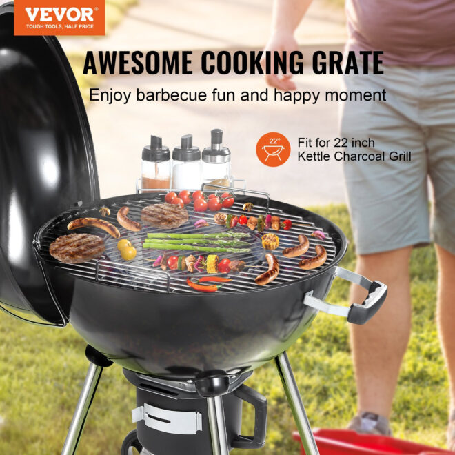 VEVOR 21 Inch Cooking Grate for 21 inch Kettle Grill, Round Replacement Charcoal Grates, Iron Gas Grill Replacement Parts for Outdoor Cooking, Barbecue Camping, Picnic, Patio and Backyard, Silver - Image 2