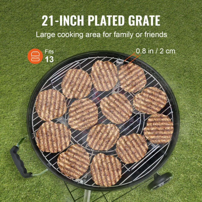 VEVOR 21 Inch Cooking Grate for 21 inch Kettle Grill, Round Replacement Charcoal Grates, Iron Gas Grill Replacement Parts for Outdoor Cooking, Barbecue Camping, Picnic, Patio and Backyard, Silver - Image 3