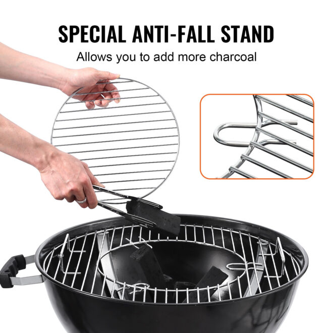 VEVOR 21 Inch Cooking Grate for 21 inch Kettle Grill, Round Replacement Charcoal Grates, Iron Gas Grill Replacement Parts for Outdoor Cooking, Barbecue Camping, Picnic, Patio and Backyard, Silver - Image 4