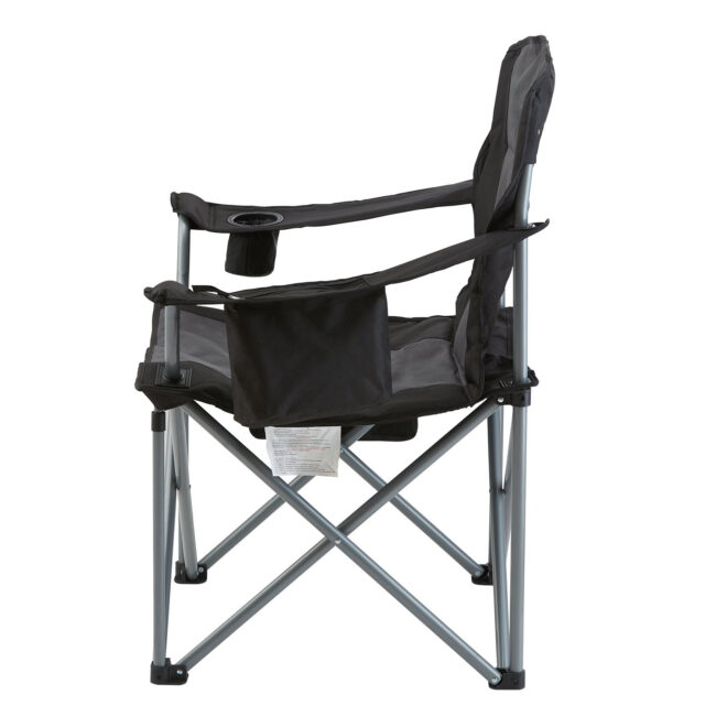VEVOR Camping Folding Chair for Adults, Portable Heavy Duty Outdoor Quad Lumbar Back Padded Arm Chairs with Side Pockets, Cup Holder and Cooler Bag for Beach, Lawn, Picnic, Fishing, Backpacking, Black - Image 9
