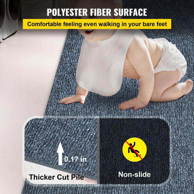 VEVOR Gray Marine Carpet 6 ft x 18 ft Boat Carpet Rugs Indoor Outdoor Rugs for Patio Deck Anti-Slide TPR Water-Proof Back Cut Outdoor Marine Carpeting Easy Clean Outdoor Carpet Roll - Image 3