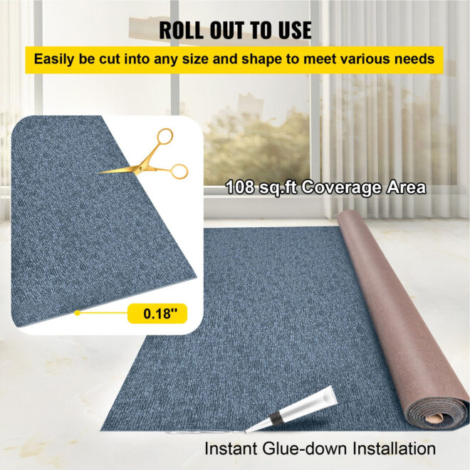 VEVOR Gray Marine Carpet 6 ft x 18 ft Boat Carpet Rugs Indoor Outdoor Rugs for Patio Deck Anti-Slide TPR Water-Proof Back Cut Outdoor Marine Carpeting Easy Clean Outdoor Carpet Roll - Image 5