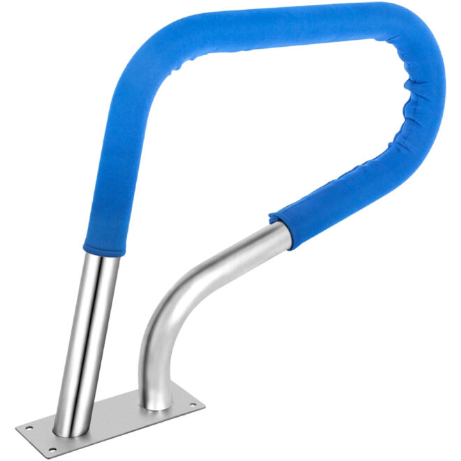 VEVOR Pool Rail 30x22 Pool Railing 304 Stainless Steel 250LBS Load Capacity Silver Rustproof Pool Handrail Humanized Swimming Pool Handrail with Blue Grip Cover & M8 Drill Bit & Self-Taping Screws - Image 10