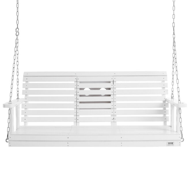 VEVOR Wooden Porch Swing 5 ft, Patio bench swing for Courtyard & Garden, Upgraded 880 lbs Strong Load Capacity, Heavy Duty Swing Chair Bench with Hanging Chains for Outdoors, White - Image 11