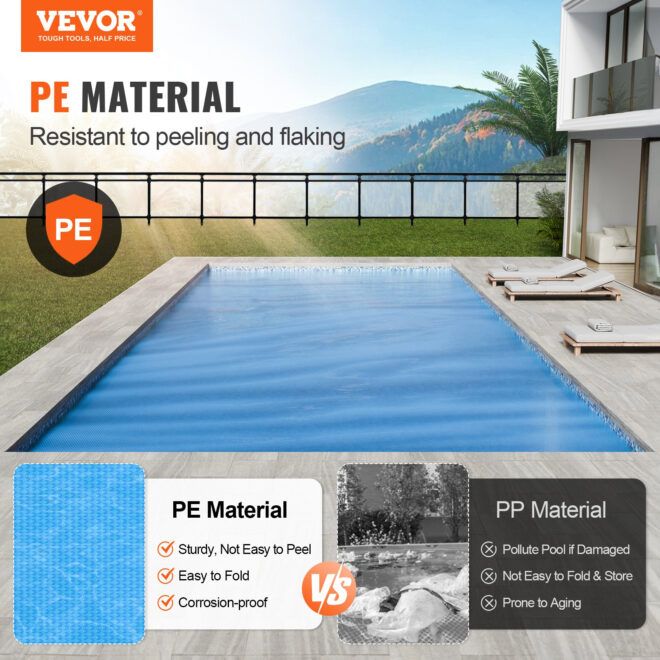 VEVOR Solar Pool Cover, 32 x 16 ft Rectangle Solar Blanket for Pools, Inground Above Ground Swimming Pool Solar Cover, 12 mil Solar Covers Blue - Image 2
