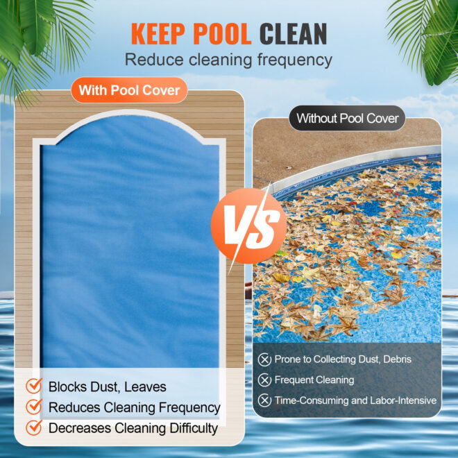 VEVOR Solar Pool Cover, 32 x 16 ft Rectangle Solar Blanket for Pools, Inground Above Ground Swimming Pool Solar Cover, 12 mil Solar Covers Blue - Image 5