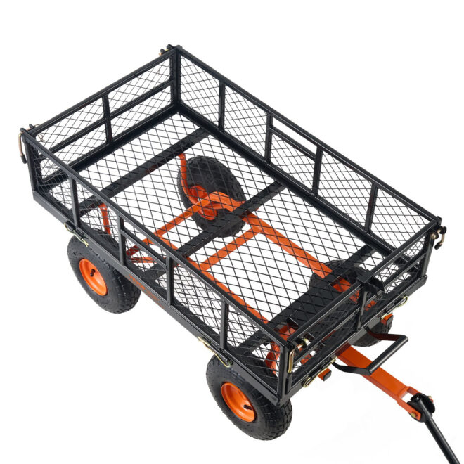VEVOR Dump Cart, Metal Garden Dump Cart with Easy to Assemble Frame, Dump Wagon with 2-in-1 Convertible Handle, Utility Wheelbarrow 400 lbs Capacity, 10 inch Tires - Image 11