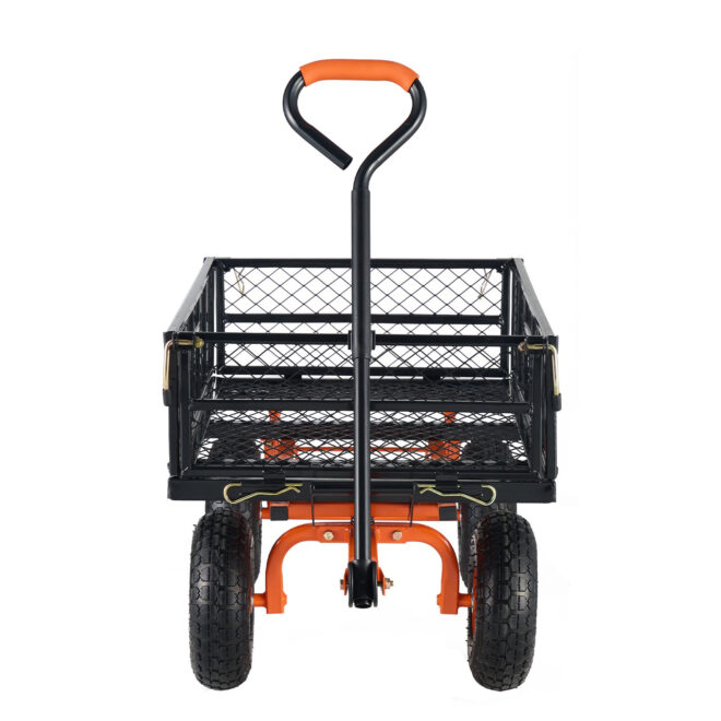 VEVOR Dump Cart, Metal Garden Dump Cart with Easy to Assemble Frame, Dump Wagon with 2-in-1 Convertible Handle, Utility Wheelbarrow 400 lbs Capacity, 10 inch Tires - Image 9