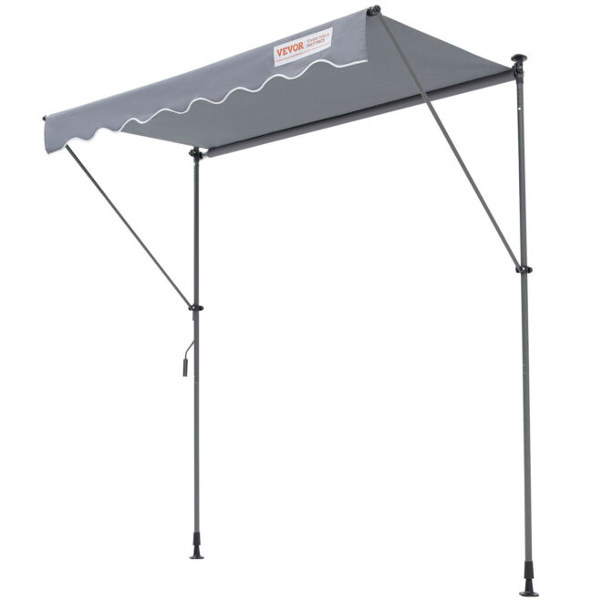 VEVOR Manual Retractable Awning, 78" Outdoor Retractable Patio Awning Sunshade Shelter, Adjustable Patio Door Window Awning Canopy with 39" Sun Shade Curtain for Backyard, Garden, Balcony - Image 7