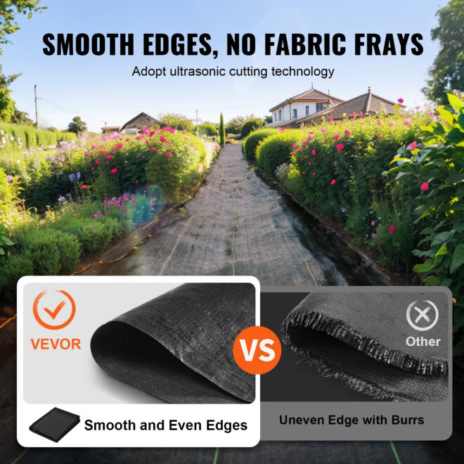 VEVOR Weed Barrier Landscape Fabric 4*50FT Heavy Duty Woven PP Weed Control Mat - Image 4