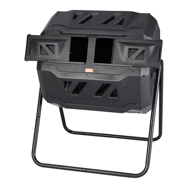 VEVOR Compost Bin, 43-Gal Dual Chamber Composting Tumbler, Large Tumbling Rotating Composter with 2 Sliding Doors and Steel Frame, BPA Free Composter Bin Tumbler for Garden, Kitchen, Yard, Outdoor - Image 11