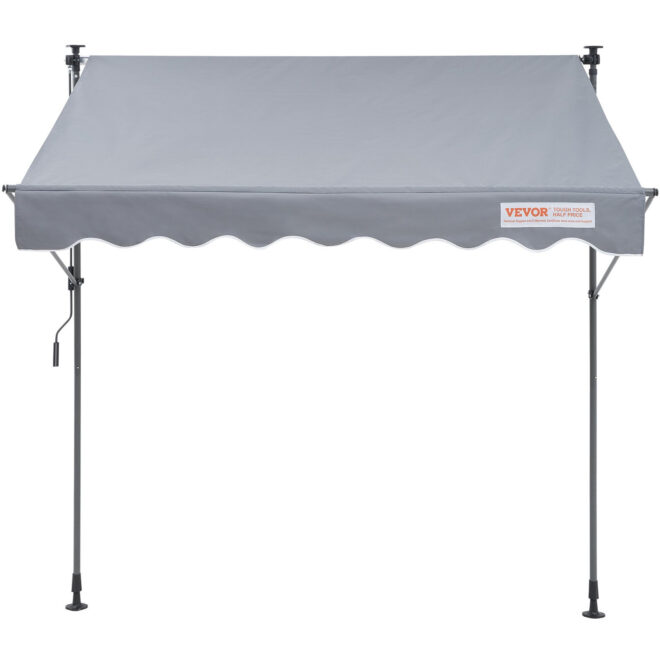 VEVOR Manual Retractable Awning, 118" Outdoor Retractable Patio Awning Sunshade Shelter, Adjustable Patio Door Window Awning Canopy with 39" Sun Shade Curtain for Backyard, Garden, Balcony - Image 9