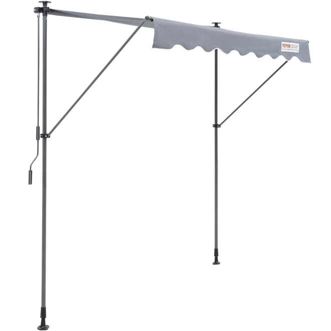 VEVOR Manual Retractable Awning, 118" Outdoor Retractable Patio Awning Sunshade Shelter, Adjustable Patio Door Window Awning Canopy with 39" Sun Shade Curtain for Backyard, Garden, Balcony - Image 10