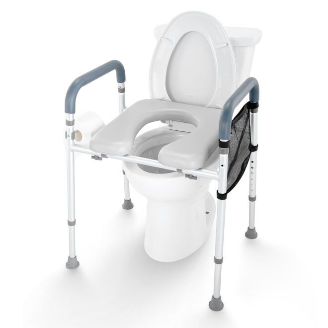 VEVOR Raised Toilet Seat, 7-Position Height Adjustment 19.3" - 25.2", 350lbs Weight Capacity, with Comfort Padded Aluminum Frame, Universal Toilet Seat Riser, for Elderly, Handicap, Pregnant, Medical - Image 10